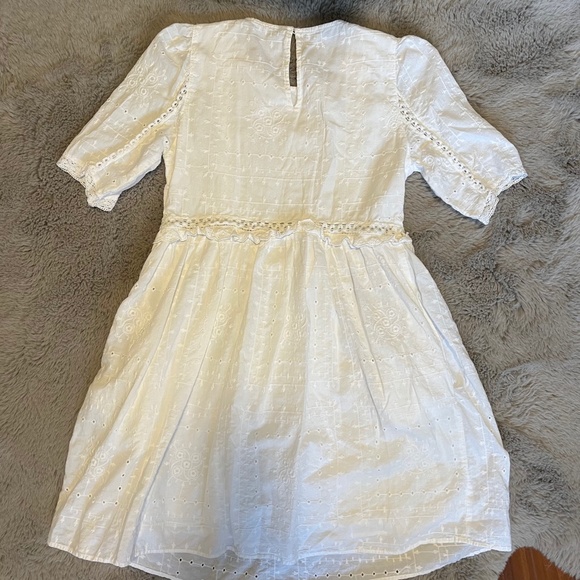 ZARA White Cutwork Embroidery Dress Ruffle Size XS - Picture 2 of 5